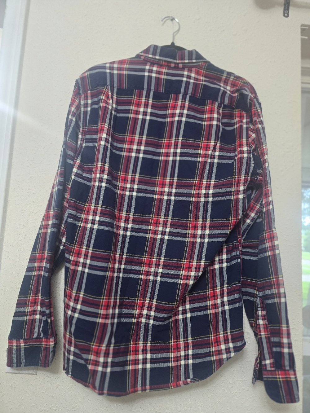 J. Crew Navy and Red Plaid Flannel Shirt - Picture 3 of 6